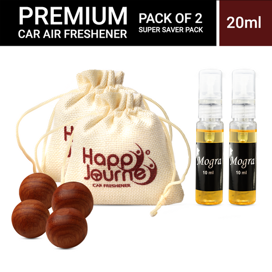 Happy Journey Jute Potli Car & Home Air Freshener, Mogra / Mogra Perfume 10ml Each Hanging Perfume with Essential Oils Spray