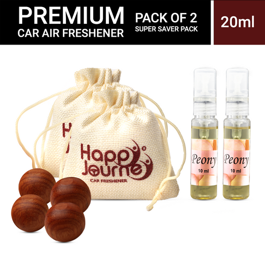 Happy Journey Jute Potli Car & Home Air Freshener, Peony / Peony Perfume 10ml Each Hanging Perfume with Essential Oils Spray