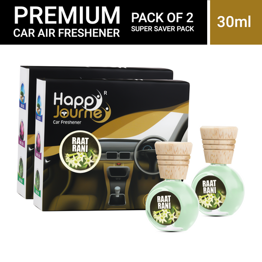 Happy Journey Raat Rani / Raat Rani15ml each Wooden Diffuser Car Freshener, with Essential Oils (Combo Pack of 2)