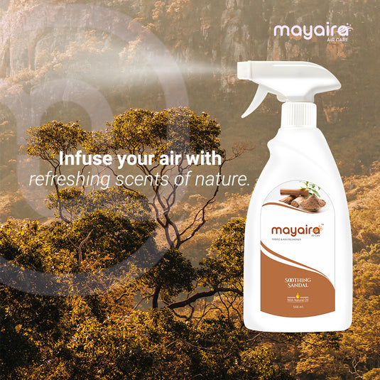Mayaira Fabric and Air Freshener Soothing Sandal Spray | Long-Lasting Odour Eliminator for Home & Office | 500ml