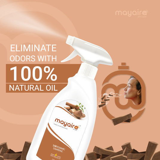 Mayaira Fabric and Air Freshener Soothing Sandal Spray | Long-Lasting Odour Eliminator for Home & Office | 500ml