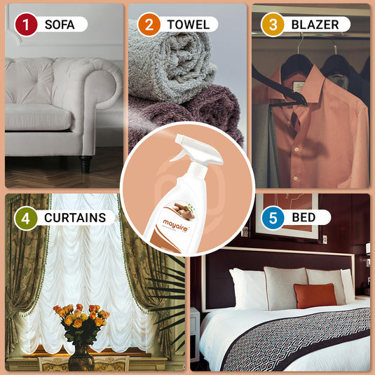 Mayaira Fabric and Air Freshener Soothing Sandal Spray | Long-Lasting Odour Eliminator for Home & Office | 500ml