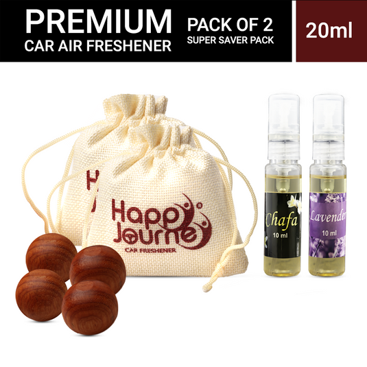 Happy Journey Jute Potli Car & Home Air Freshener, Chafa / Lavender Perfume 10ml Each Hanging Perfume with Essential Oils Spray