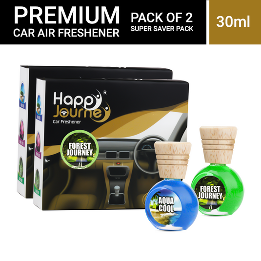 Happy Journey Forest Journey / Aqua Cool 15ml each Wooden Diffuser Car Freshener, with Essential Oils (Combo Pack of 2)