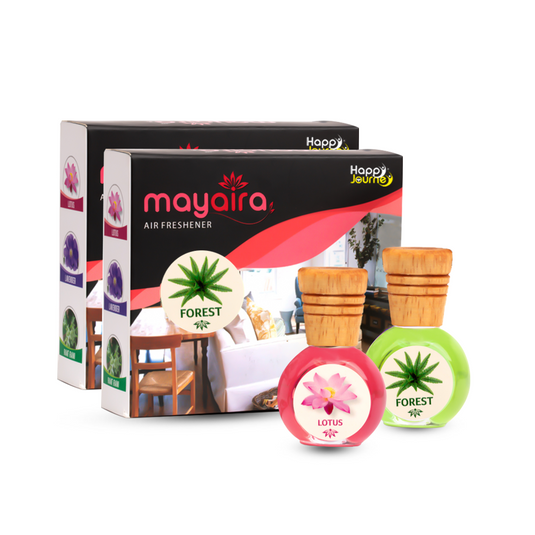 Mayaira Forest / Lotus 15ml each Wooden Diffuser for Home Air Freshener with Essential Oils (Combo Pack of 2)
