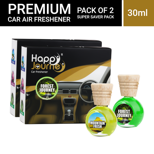 Happy Journey Forest Journey / Mountain Fresh 15ml each Wooden Diffuser Car Freshener, with Essential Oils (Combo Pack of 2)