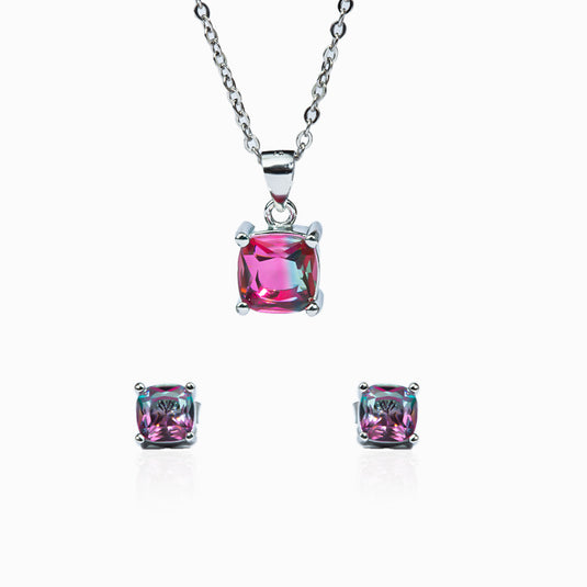 Amethyst Infinity zircon studs and Pendant