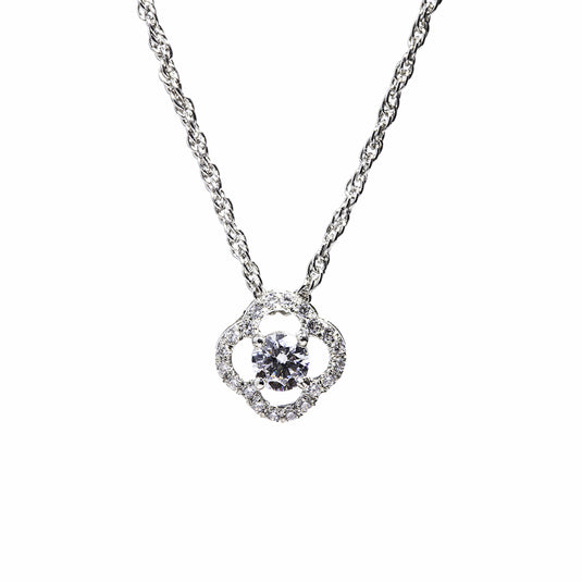 Solitaire with Side Studded Zircon Pendant with Chain