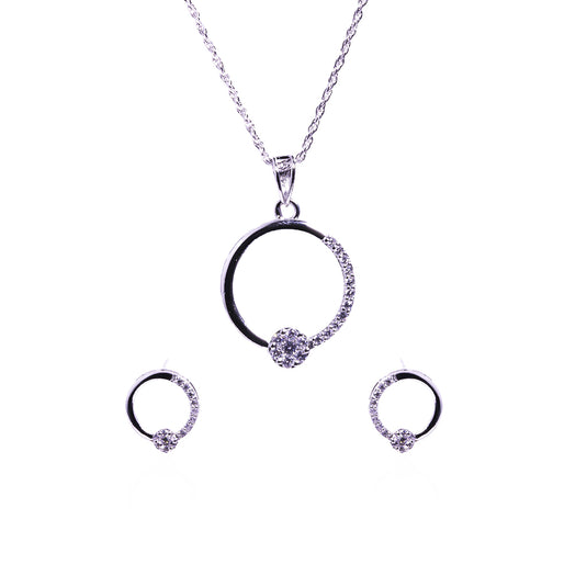 Solar Eclipse Zircon Pendant with Chain & Studs