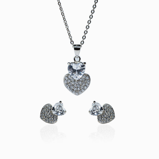 Zircon Heart Stud with Pendant