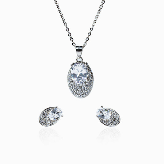 Oval Stud Zirconium Pendant