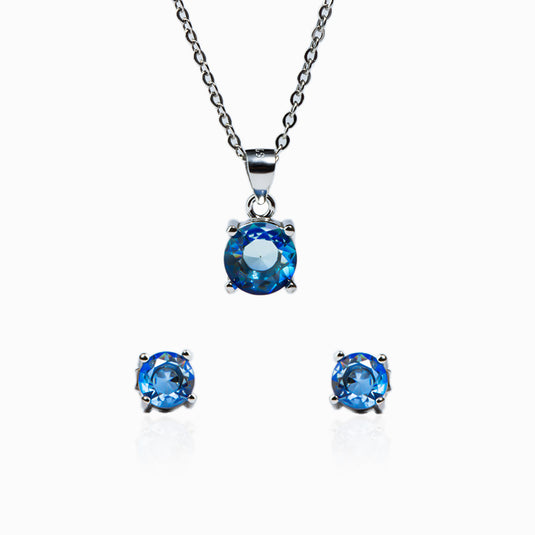 Blue Infinity Studs with Pendant