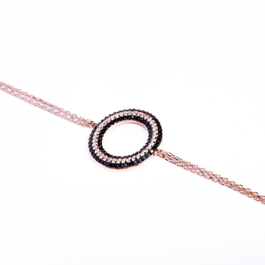 RoseGold Black Charm Ring Bracelet
