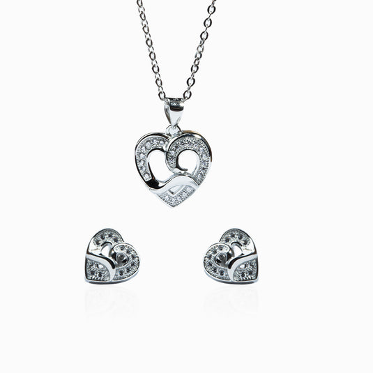 Zircon Wave Heart Stud with Pendant