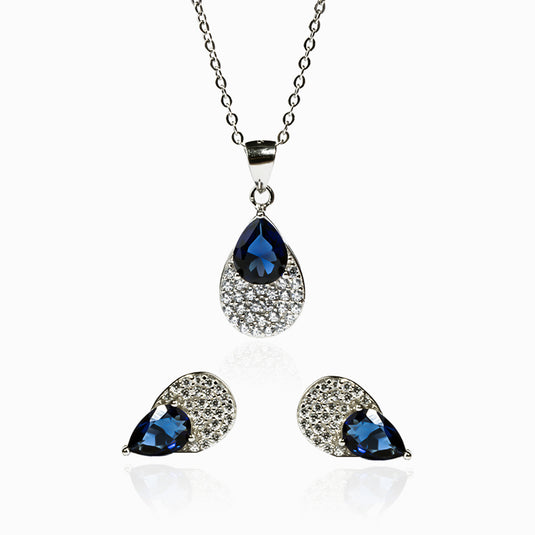 Sapphire Love Drop Studs and Pendants