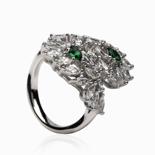 Bride Luxury Cubic Zircon Emerald Touch Ring