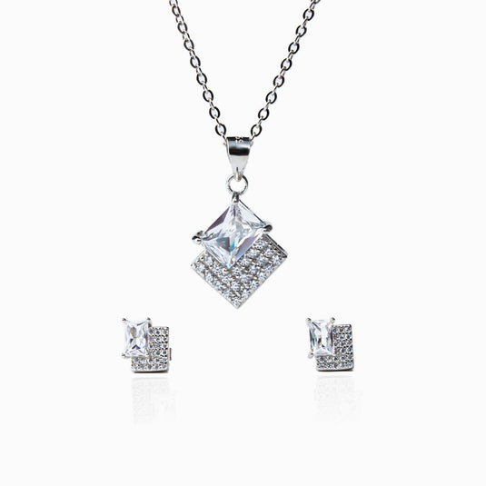 Cube Stud Zirconium Pendant