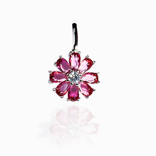 Ruby Octopetala Zircon Earrings