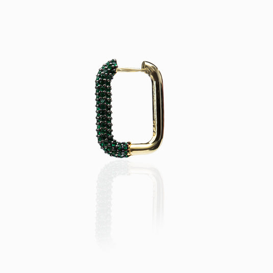 Green Lock Golden Loop Earrings