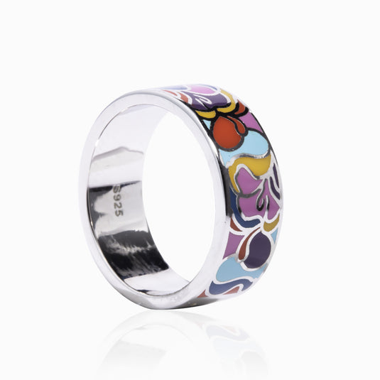 Floral Contemporary Enamel Ring
