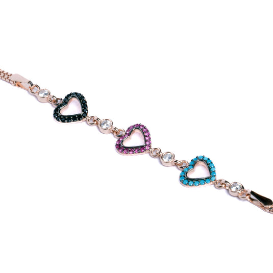 RoseGold Multicolor Heart Bracelets