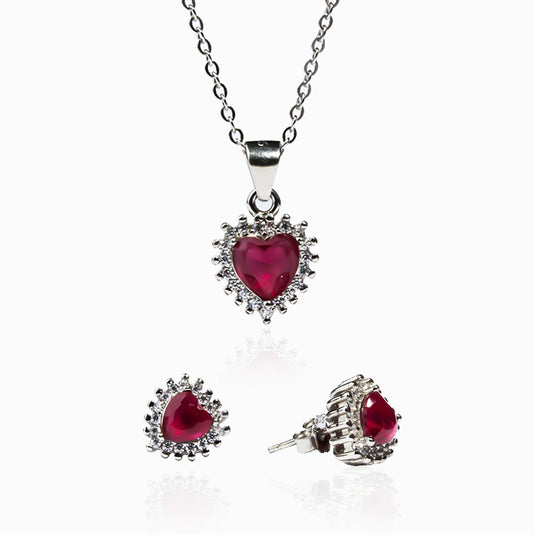 Ruby Heart Studs and Pendants
