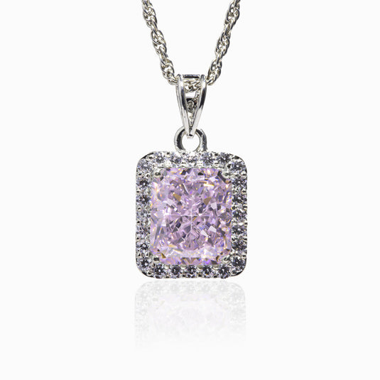 Pink Charm Zircon Pendant with Chain