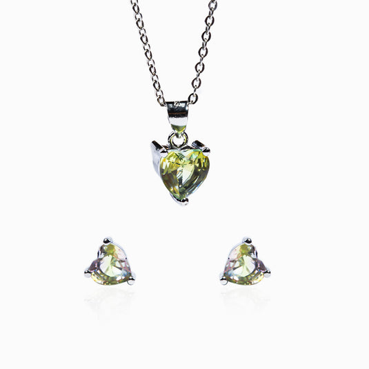 Zirconia Yellow Sapphire Studs with Pendant & Chain