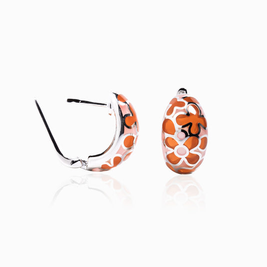 Floral Enamal Orange Earrings