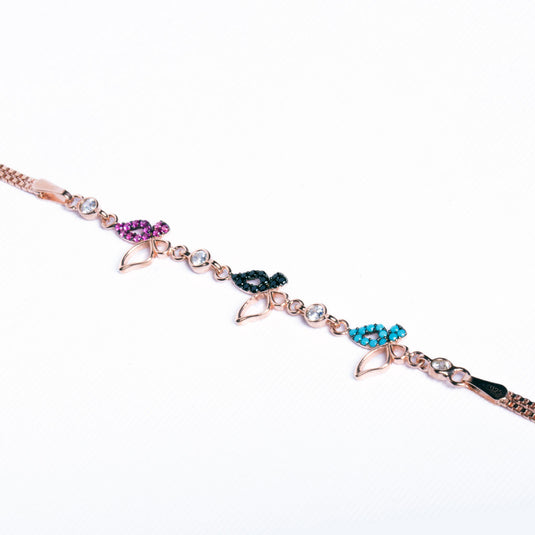 Rosegold Multicolor Butterfly Bracelet