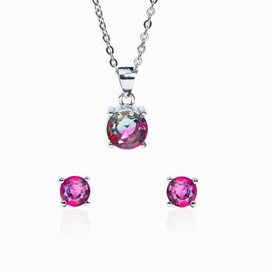 Amethyst Infinity zircon studs and Pendant