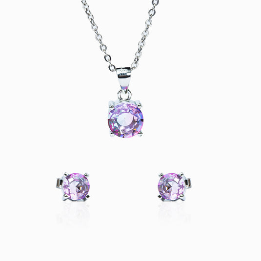 Violet Infinity Zircon Studs and Pendant