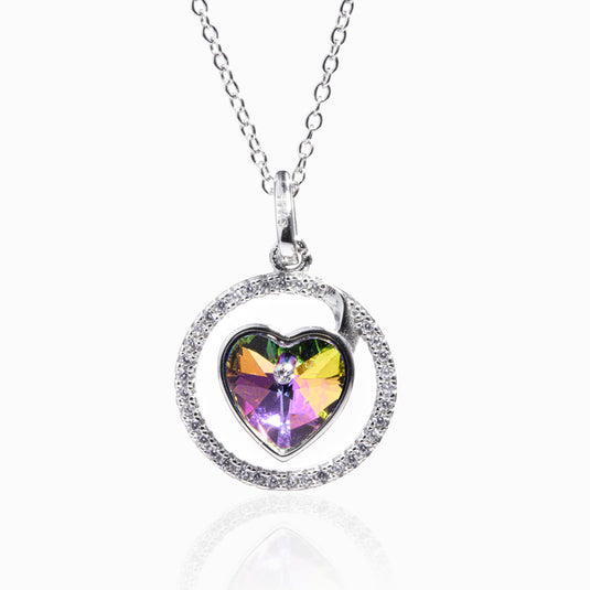 Crystal Heart zircon Pendant and Chain