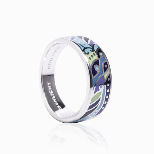 Bandhani Enamel Silver Ring