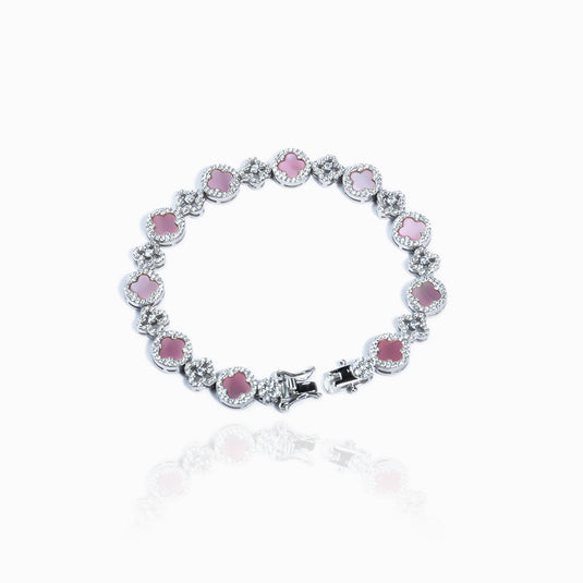 Pink Clover Zirconium Bracelet