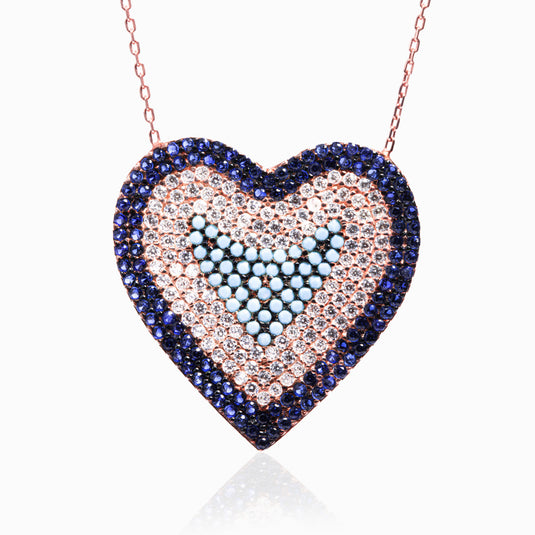 Turquoise Love Heart Pendant and Chain