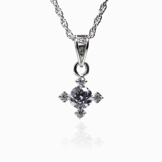 Solitaire Zircon Star Stones Pendant with Chain