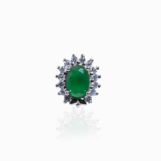 Aaral Stud Emerald Zircon Oval Earrings