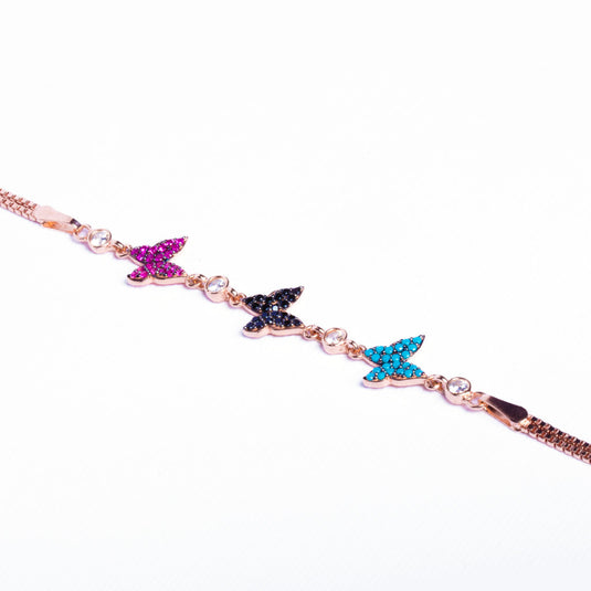RoseGold Multicolor Butterfly Charm Bracelet