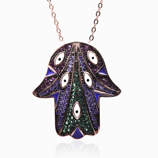 Buddha Palm Evil Eye Pendant and Chain