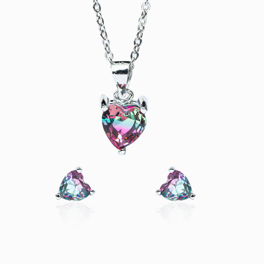 Rainbow Amethyst Infinity zircon studs and Pendant