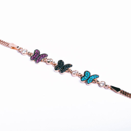 RoseGold Multicolor Butterfly Charm Bracelet