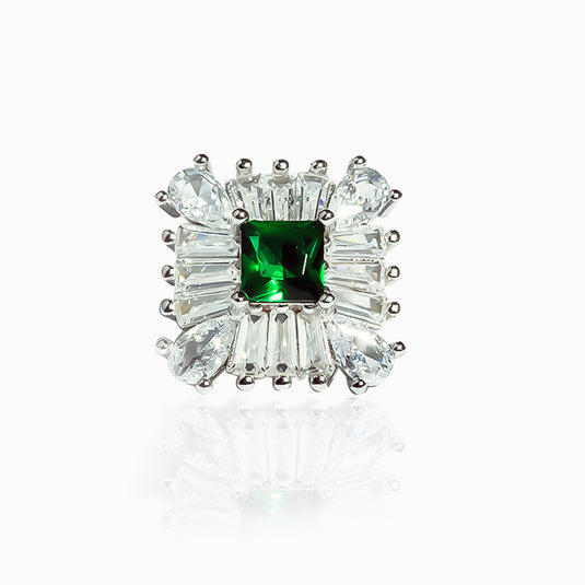 Ice Crystal Emerald Stud Earrings