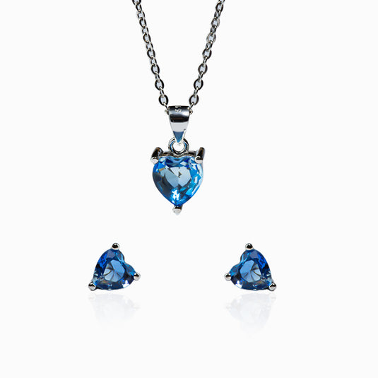 Blue Infinity Heart Studs with Pendant