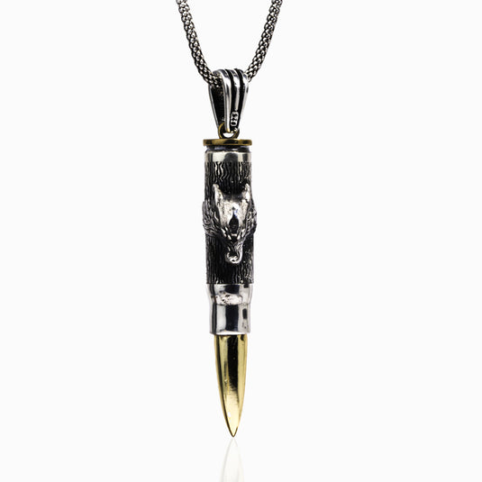 AK 47 Bullet with Wearwolf Head Pendant