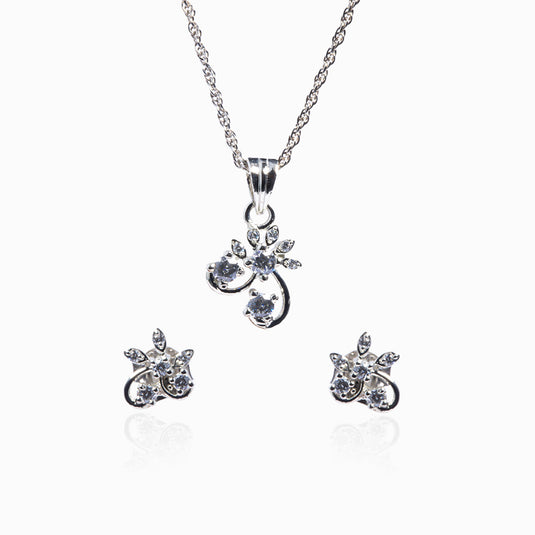 Flower Veil Petal Zircon Earrings and Pendants with Chain