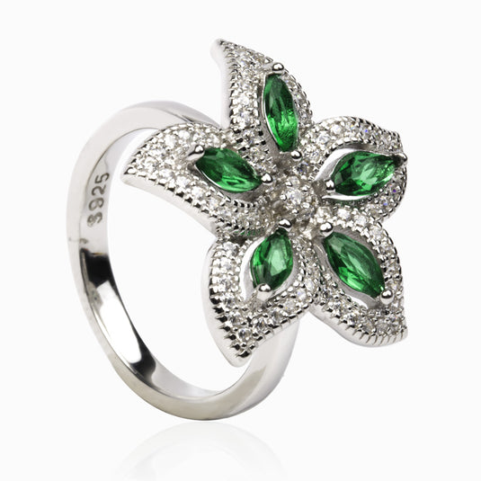 Sanjevani Emerald Petal Ring