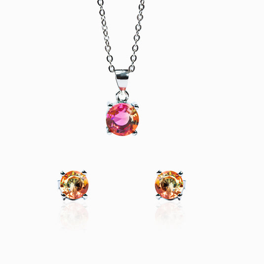 Orange Infinity Zircon Studs and Pendant