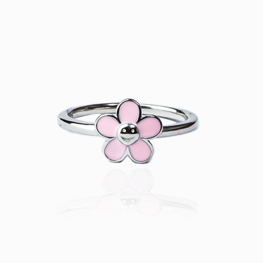 Pink Flower Smiley Ring