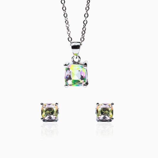 Zirconia Rainbow Studs with Pendant